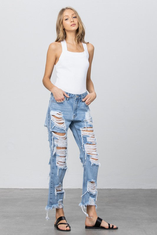 Rebel Threads: Edgewise Tatter Chic Straight Jeans
