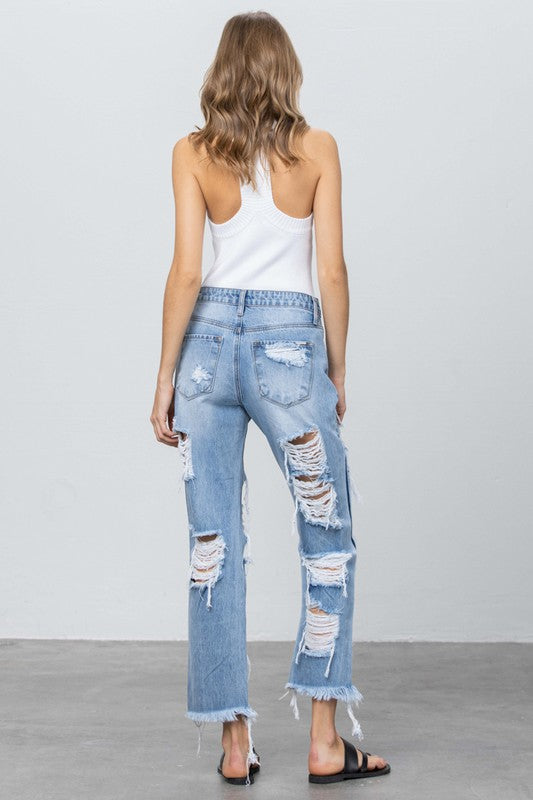 Rebel Threads: Edgewise Tatter Chic Straight Jeans