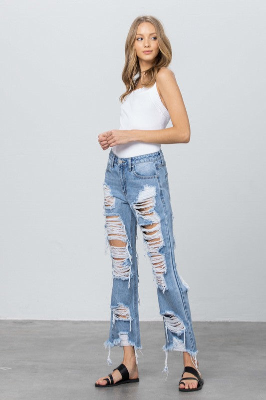 Rebel Threads: Edgewise Tatter Chic Straight Jeans