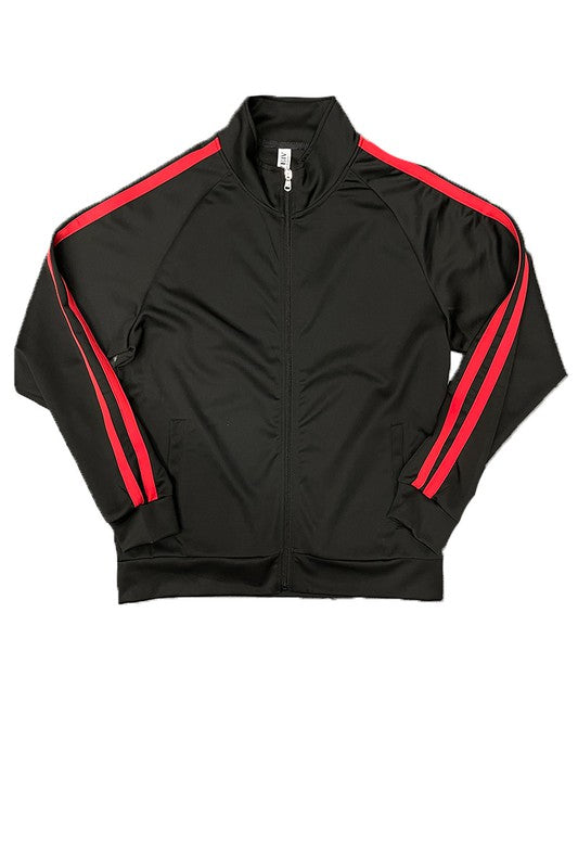 Dual-Stripe Cargo Pocket Tracksuit: Jacket & Shorts Combo