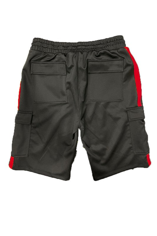 Dual-Stripe Cargo Pocket Tracksuit: Jacket & Shorts Combo