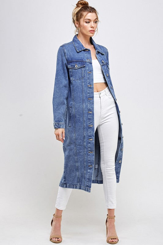 Ivory Chic: Timeless Non-Stretch Three-Quarter Denim Dream Jacket