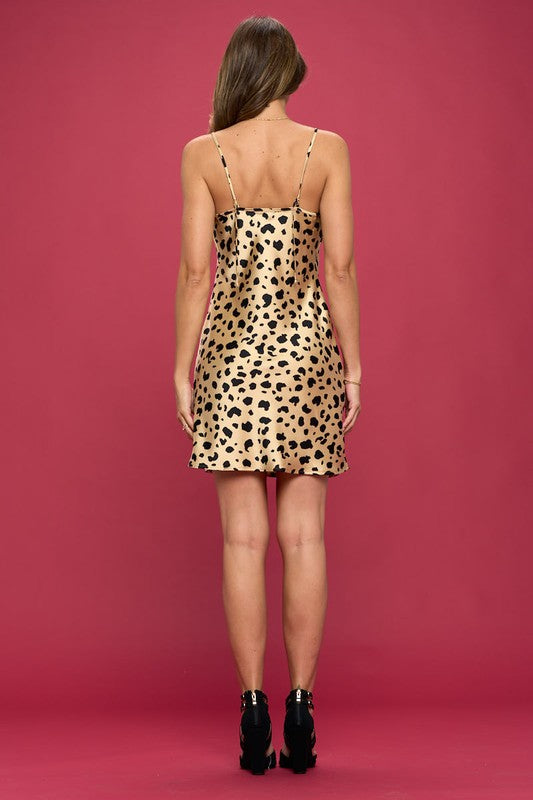 Leopard Luxe Elegance - The Satin Serenade Slip Dress