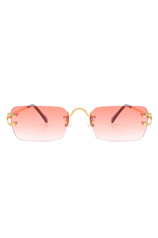 Retro Reflector: The Edgy Element Rimless Flat Top Tinted Shades