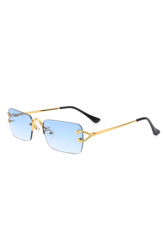 Retro Reflector: The Edgy Element Rimless Flat Top Tinted Shades
