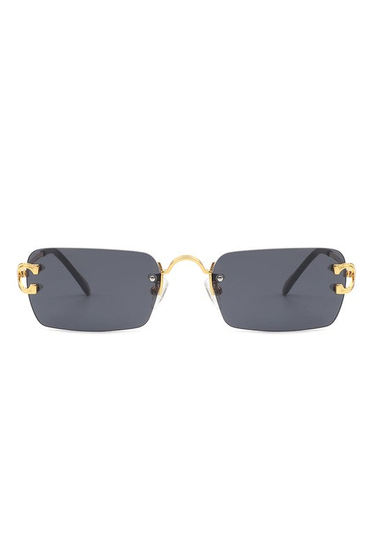 Retro Reflector: The Edgy Element Rimless Flat Top Tinted Shades