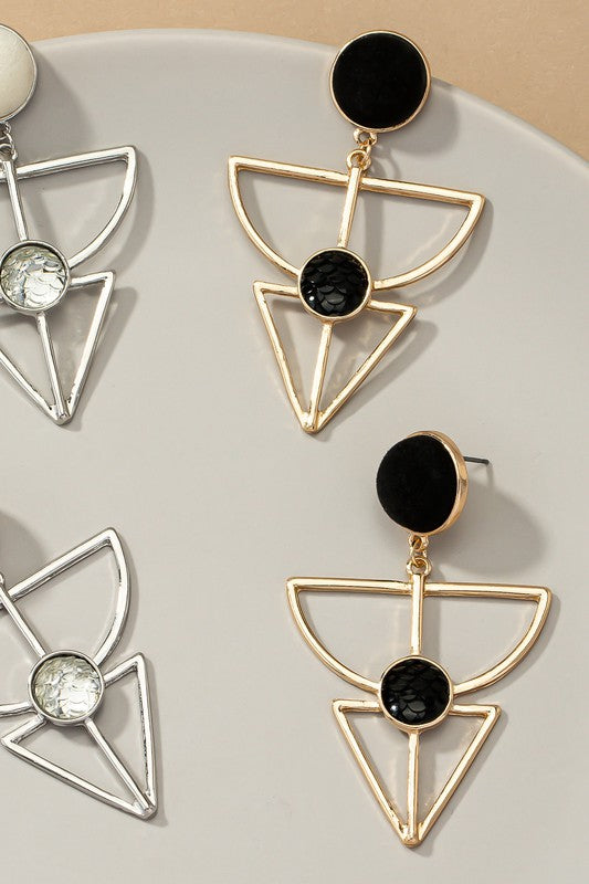 GeometriCult: Aztec-Inspired Velvet & Stone Geo Shape Earrings