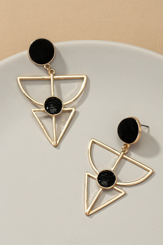GeometriCult: Aztec-Inspired Velvet & Stone Geo Shape Earrings