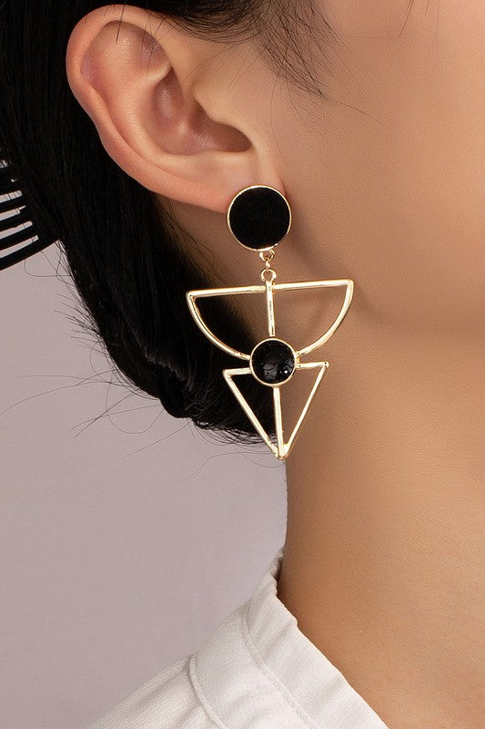 GeometriCult: Aztec-Inspired Velvet & Stone Geo Shape Earrings