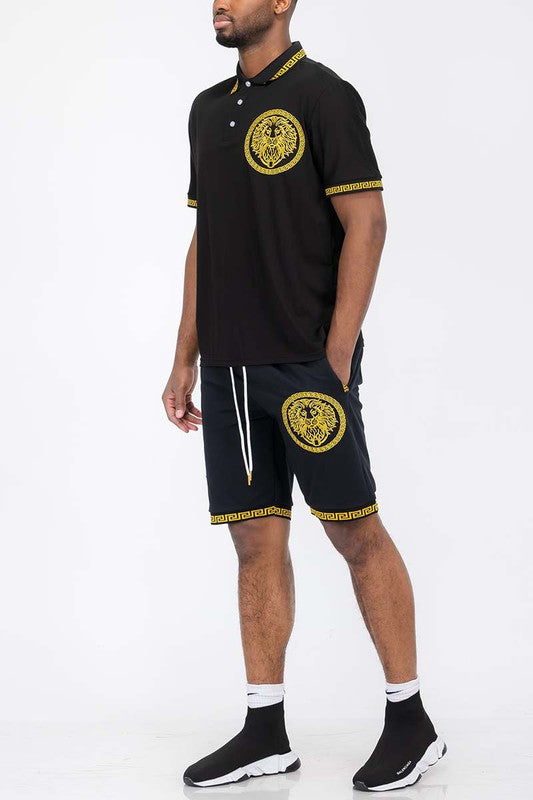 LionStride Cotton Polo & Shorts Combo