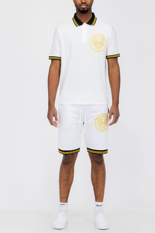 LionStride Cotton Polo & Shorts Combo
