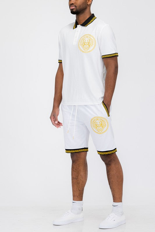 LionStride Cotton Polo & Shorts Combo
