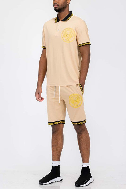 LionStride Cotton Polo & Shorts Combo