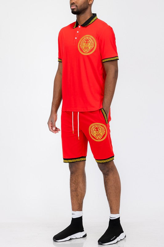 LionStride Cotton Polo & Shorts Combo