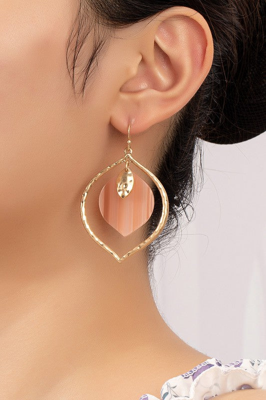 MettleTear: Two-Tone Striped Resin Drops on Hammered Casting Teardrop Hoops