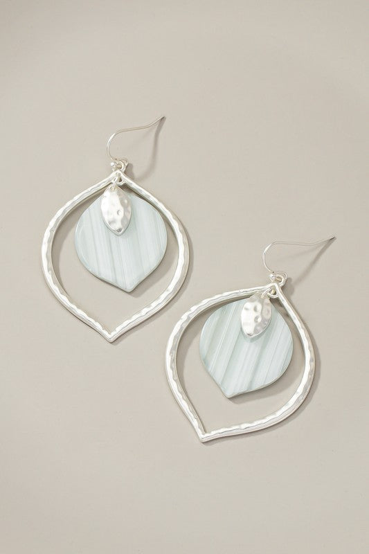 MettleTear: Two-Tone Striped Resin Drops on Hammered Casting Teardrop Hoops