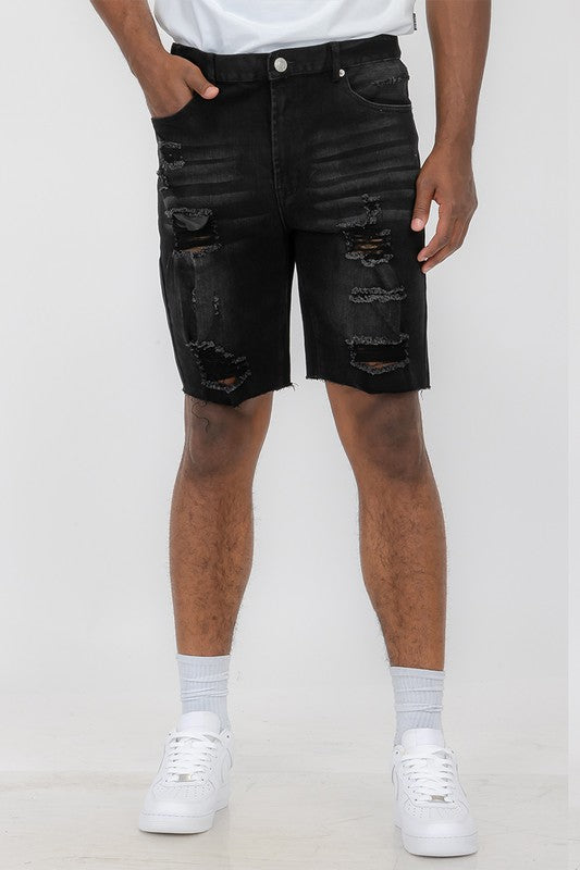 Urban Threads: Rebel Whiskered Flexi-Denim Shorts