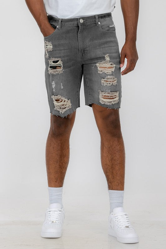 Urban Threads: Rebel Whiskered Flexi-Denim Shorts