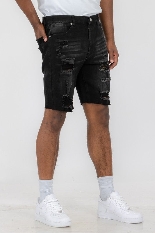 Urban Threads: Rebel Whiskered Flexi-Denim Shorts