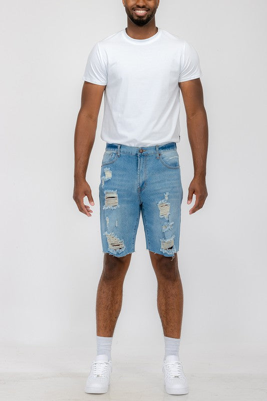 Urban Threads: Rebel Whiskered Flexi-Denim Shorts