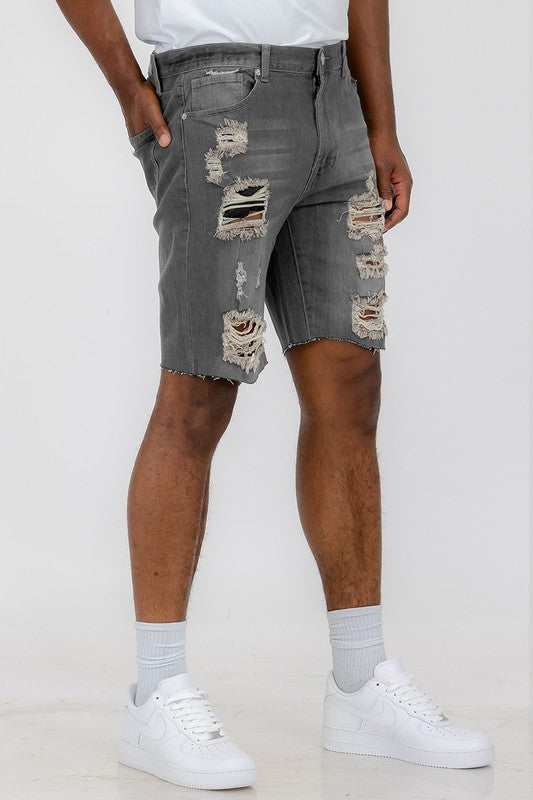 Urban Threads: Rebel Whiskered Flexi-Denim Shorts
