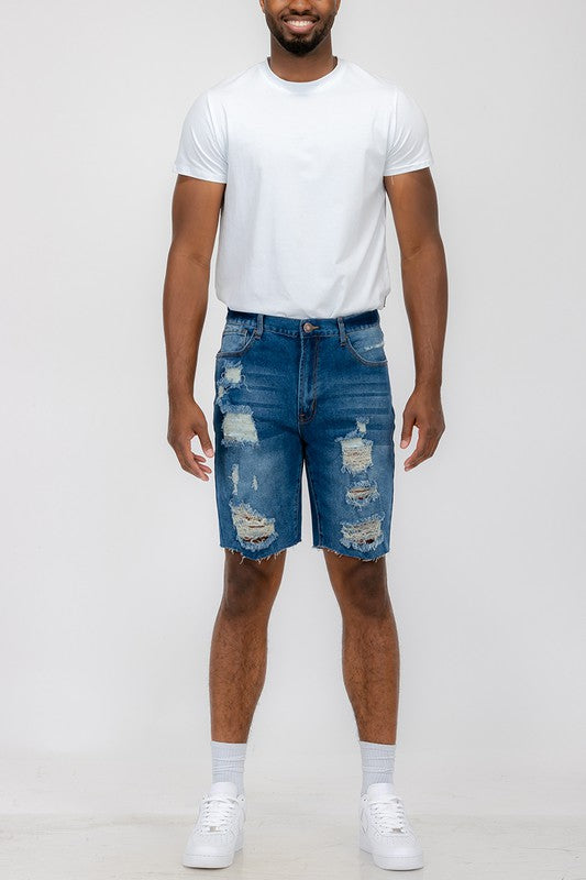 Urban Threads: Rebel Whiskered Flexi-Denim Shorts