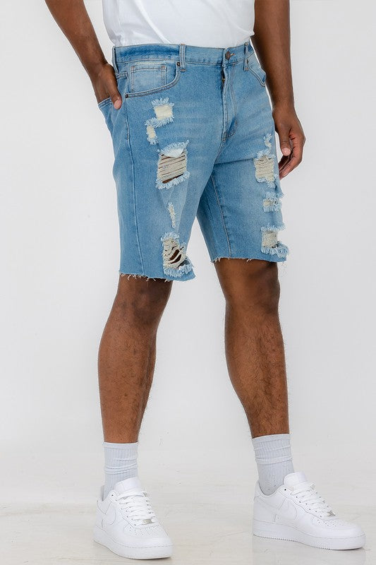 Urban Threads: Rebel Whiskered Flexi-Denim Shorts