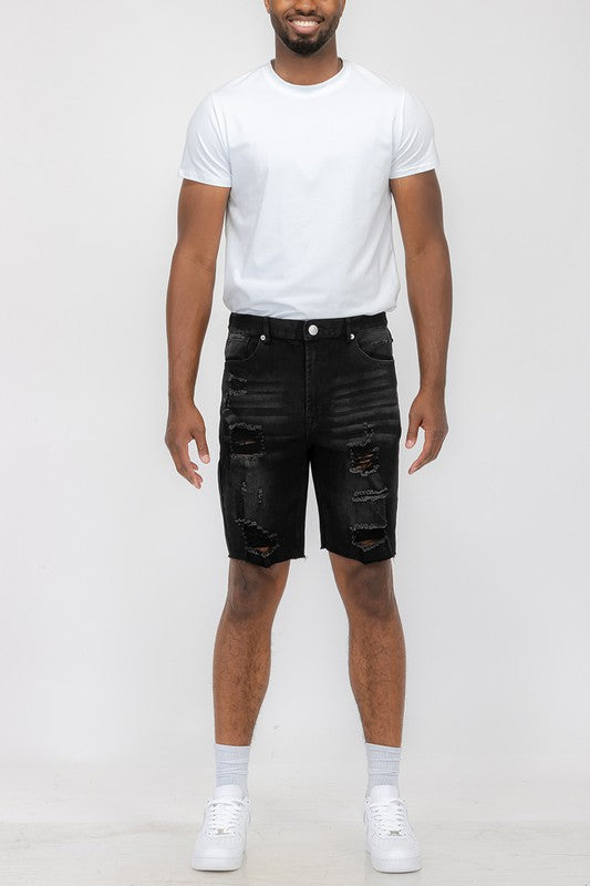 Urban Threads: Rebel Whiskered Flexi-Denim Shorts