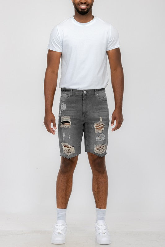 Urban Threads: Rebel Whiskered Flexi-Denim Shorts