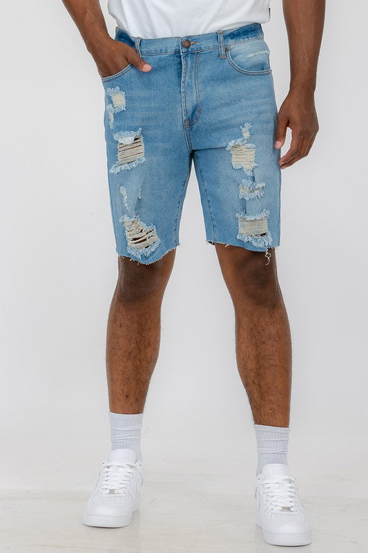 Urban Threads: Rebel Whiskered Flexi-Denim Shorts