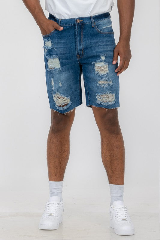 Urban Threads: Rebel Whiskered Flexi-Denim Shorts