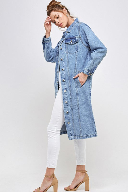 Ivory Chic: Timeless Non-Stretch Three-Quarter Denim Dream Jacket