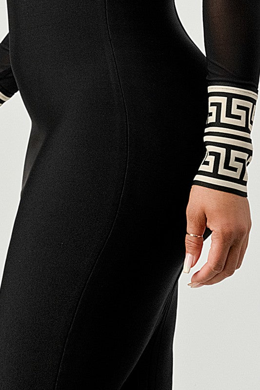 AllureAthina: Mystique Mosaic Mesh Contrast Bandage Dress