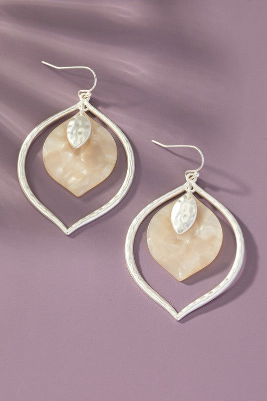 MettleTear: Two-Tone Striped Resin Drops on Hammered Casting Teardrop Hoops
