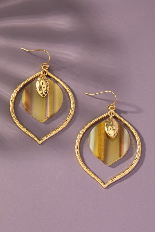 MettleTear: Two-Tone Striped Resin Drops on Hammered Casting Teardrop Hoops