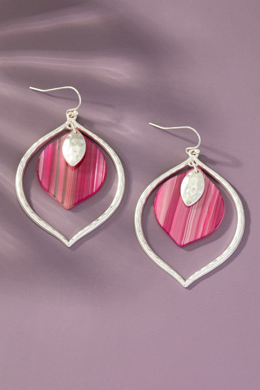 MettleTear: Two-Tone Striped Resin Drops on Hammered Casting Teardrop Hoops
