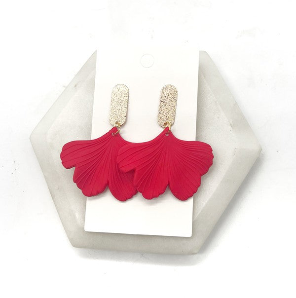 Ginkgo Glamour Drops: Scarlet Flair Acrylic Earrings