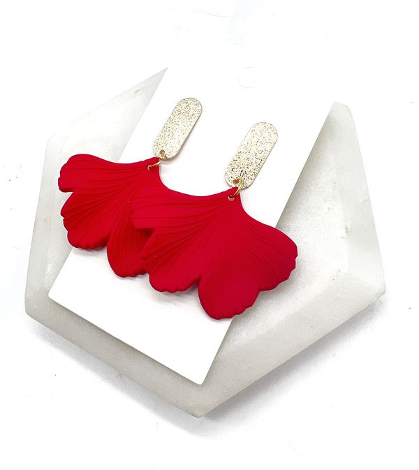 Ginkgo Glamour Drops: Scarlet Flair Acrylic Earrings