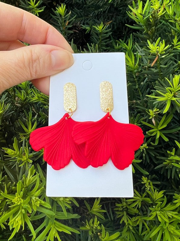 Ginkgo Glamour Drops: Scarlet Flair Acrylic Earrings