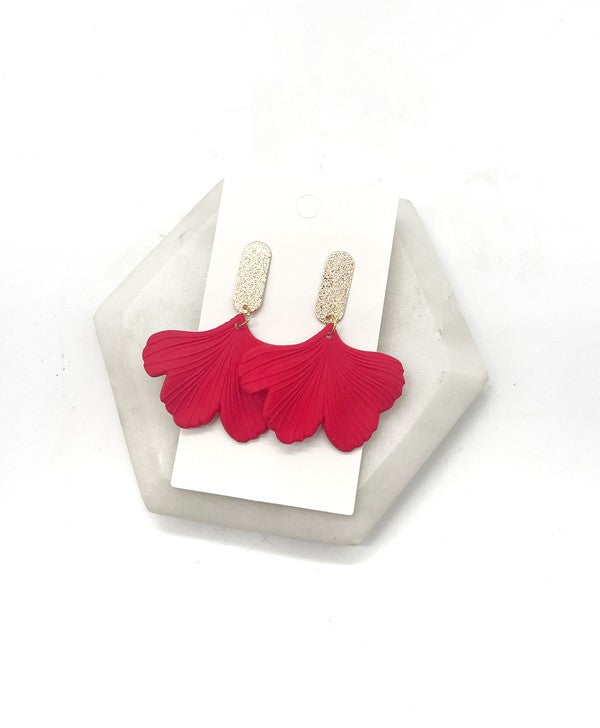 Ginkgo Glamour Drops: Scarlet Flair Acrylic Earrings