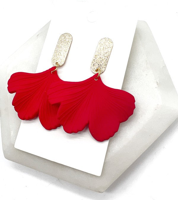 Ginkgo Glamour Drops: Scarlet Flair Acrylic Earrings