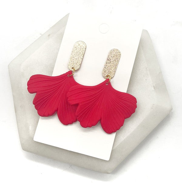 Ginkgo Glamour Drops: Scarlet Flair Acrylic Earrings
