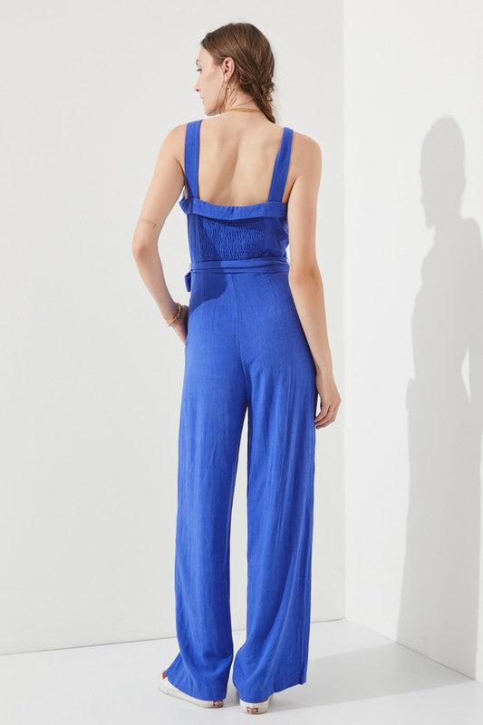 Boundless Empress Plus Jumpsuit | Linen-Blend Elegance