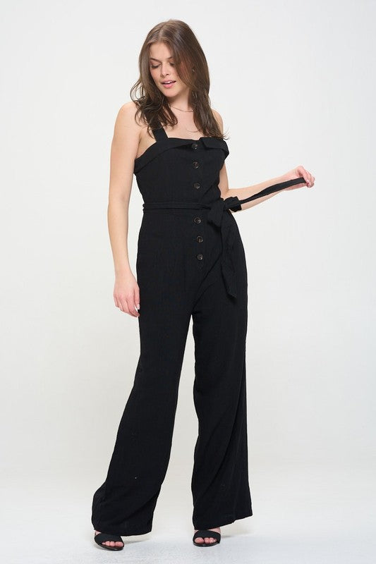 Boundless Empress Plus Jumpsuit | Linen-Blend Elegance