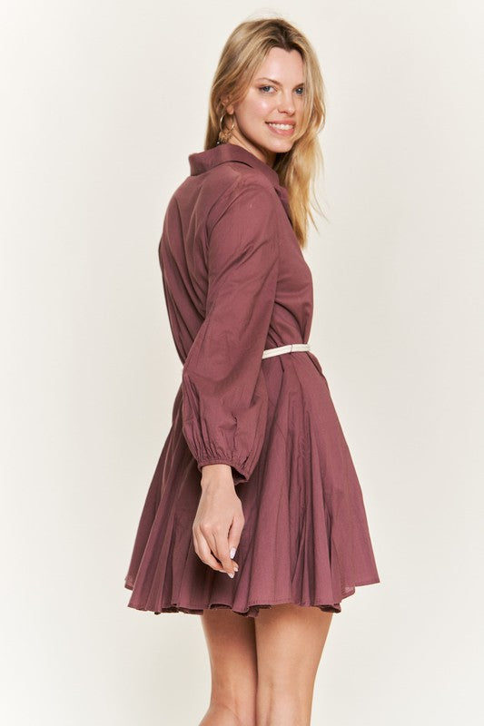 Elegant Affair Silhouette Dress: The Buttoned Bliss Flare with Belt