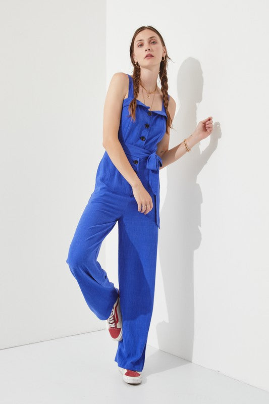 Boundless Empress Plus Jumpsuit | Linen-Blend Elegance