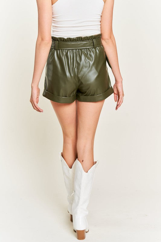 Power Play Faux Leather Shorts