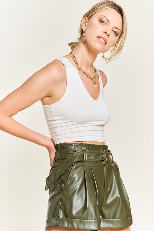 Power Play Faux Leather Shorts