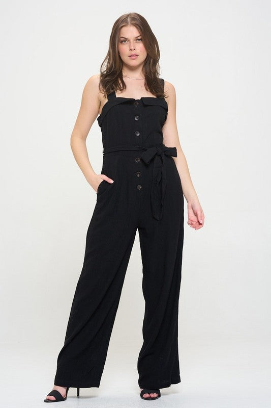 Boundless Empress Plus Jumpsuit | Linen-Blend Elegance
