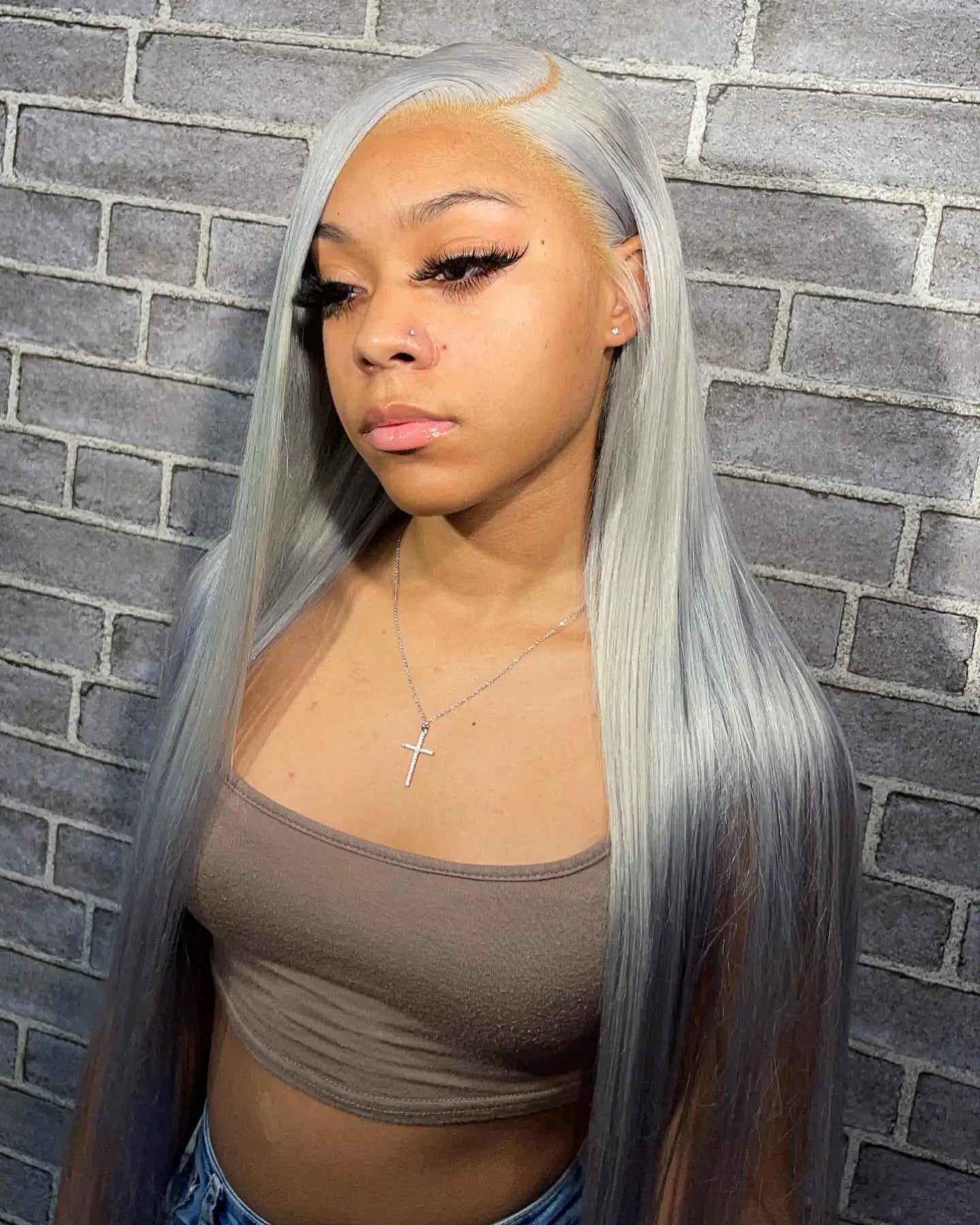 Gray Glam Mirage Glueless, Full Lace, Transparent Lace Frontal Wigs